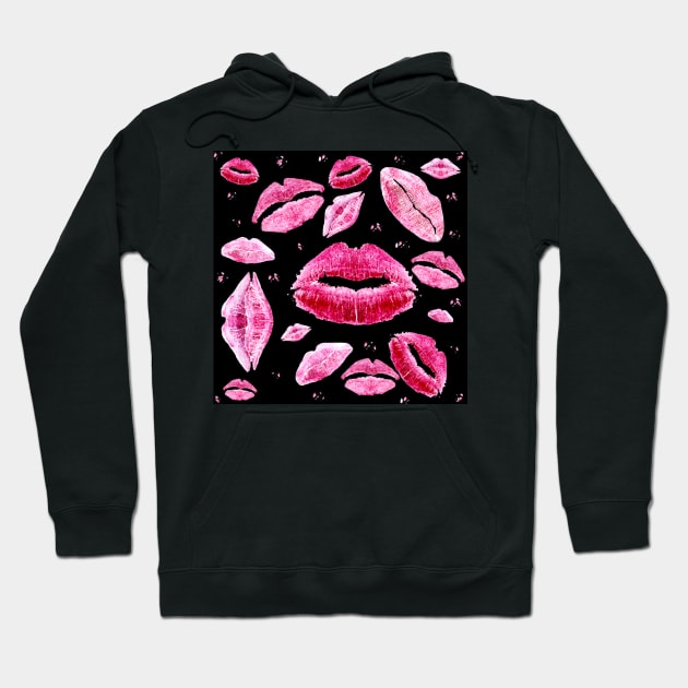 Kisses All Over (Black) Hoodie by BlakCircleGirl